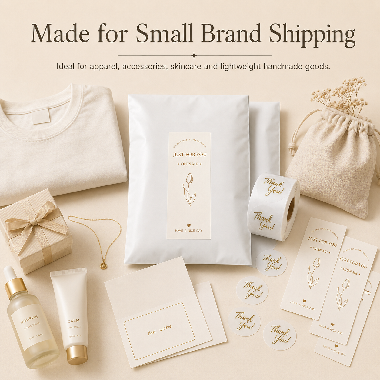 Small brand shipping setup for apparel, accessories, skincare and handmade goods