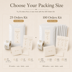 Choose your packing size with 25 Orders Kit and 100 Orders Kit options
